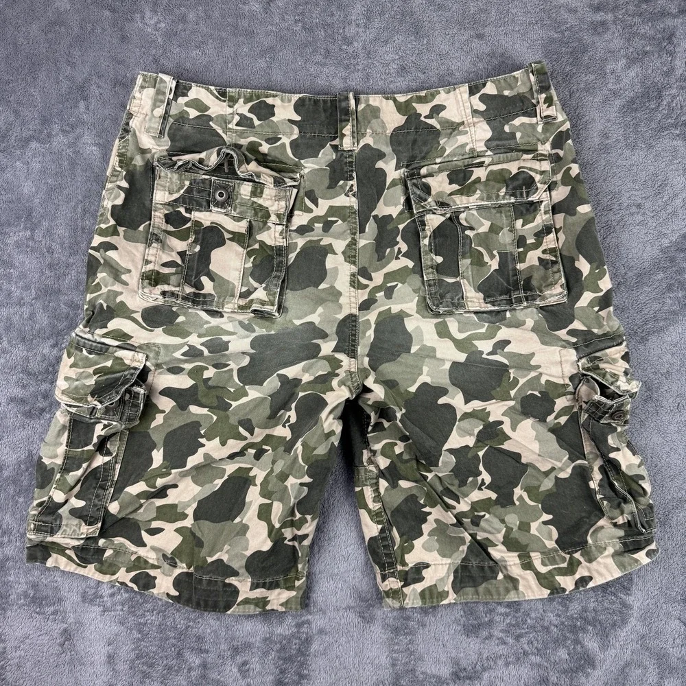 Aeropostale Cargo Shorts Mens 37 Green‎ Camo Multi Pocket Cotton Casual